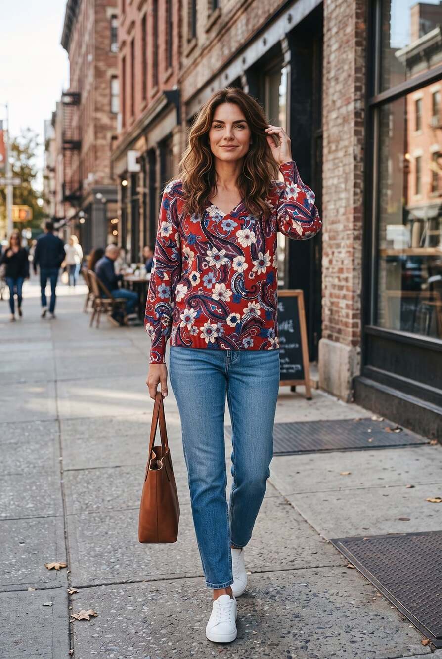 Talbots Plus Merino Wool Paisley Bloom Sweater Size 1X